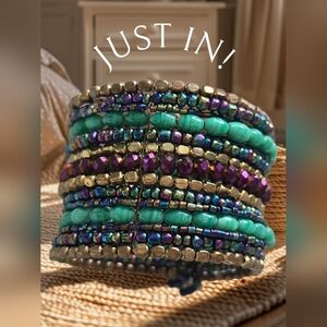 Turquoise and Purple Beaded BOHO Bracelet